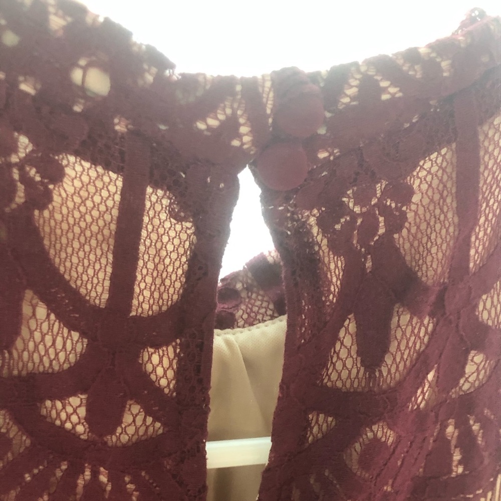 Professional Burgundy Crochet Sleeveless Blouse